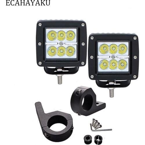 2Pcs 3inch LED Pod Light Cubic Waterproof IP67 18W 1620LM Worklamp with 2Pcs Tube Clamp Brackets for Off-road Cars SUV ATV 12V