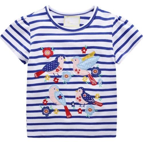 2021 T Shirt Girls T-shirt Kids Clothes Animal Unicorn Tshirt Koszulki Summer Top Stripped T-shirts Vetement Enfant Fille Roupas