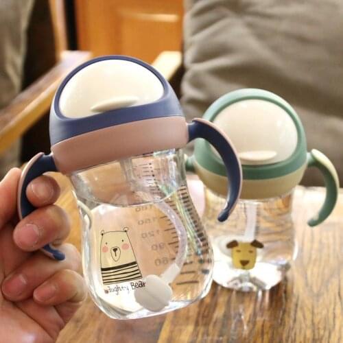 320ML Baby Kids Children Cartoon School Drinking Water Straw Bottle Suction Feeding Cup
