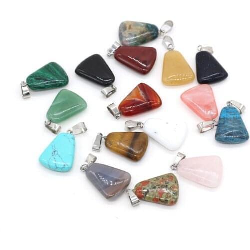 Natural Rose Quartzs Tiger Eye Stone Pendant Trapezoid Shape Necklace Pendant for Making DIY Jewelry Necklace Size 18x25mm