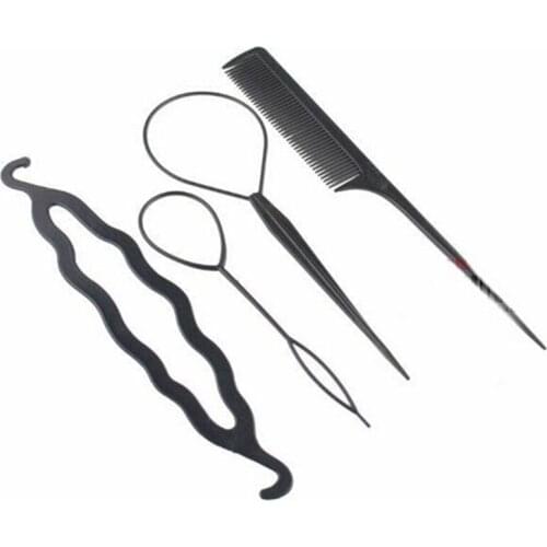 4pcs Pull Hair Needle Ponytail Hair Braider Creator Loop Styling Tail Clip Hair Braid Maker Styling Hairdressing DIY Tools