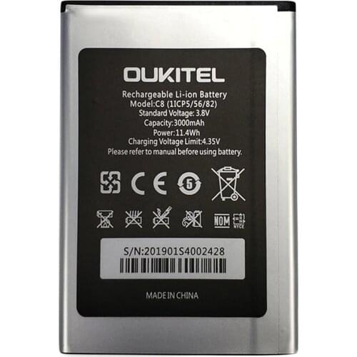 ISUNOO oukitel C8 Battery New 5.5inch oukitel C8 Mobile Phone Battery 3000mAh