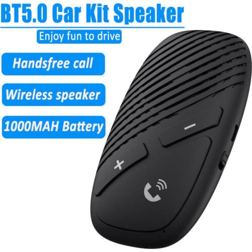 Bluetooth Car Kit 5.0 Receiver Audio 1000mah Handsfree Call Cilp Sun Visor Wireless Speaker No AUX Phone Car Adapter Accessories