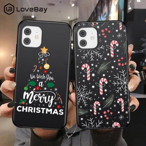 Lovebay Merry Christmas Letter Phone Case For iPhone 11 12Pro X XR XS Max 8 7 6 6s Plus 5 5s SE 2020 Santa Claus Soft TPU Cover