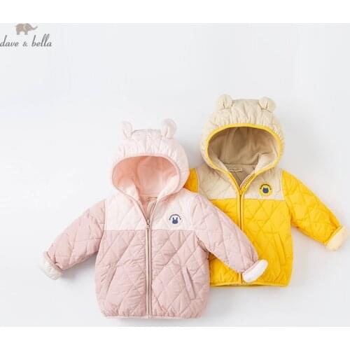 DBW20165 dave bella winter baby unisex fashion cartoon pockets padded coat children girls boys tops infant toddler outerwear