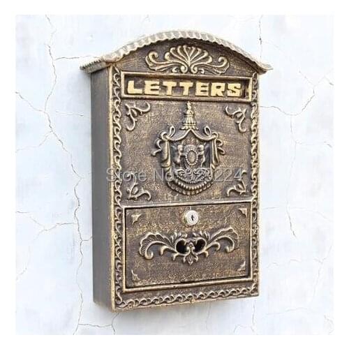 Hot Sale Cast Iron Wall Mailbox with Newspaper Zeitung Holder Mail Letters Post Box Antique Solid Metal