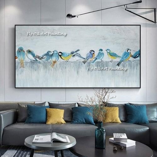 100% Handmade Canvas Animal Bird Oil Painting Colorful Large Size Abstract Scenery Pictures for Living Room Decoration Gift
