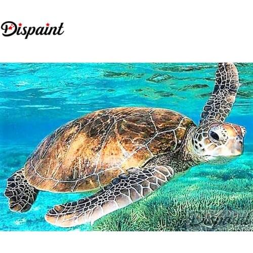 Dispaint Full Square/Round Drill 5D DIY Diamond Painting "Animal turtle scenery" Embroidery Cross Stitch Home Decor Gift A18946