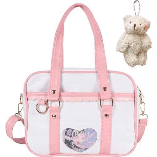 Kawaii Japan Style Lolita Girls Bags JK Bag PU Leather Students Briefcase Bookbag Travel Messenger Bags Shoulder Bags