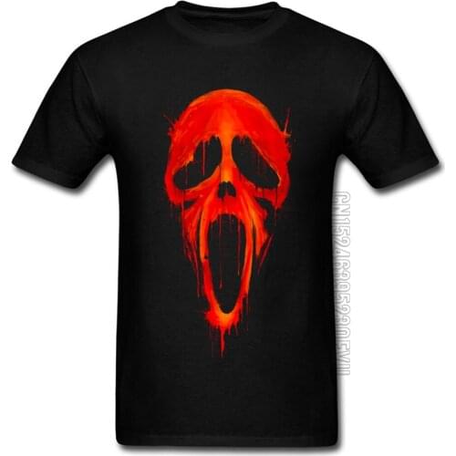 Cool T Shirts Mens Tees Bloody Scream Skull Horror T-Shirt Male Tops & Tees Plus Size Casual Tee Shirt Black Rock Tshirt For Men