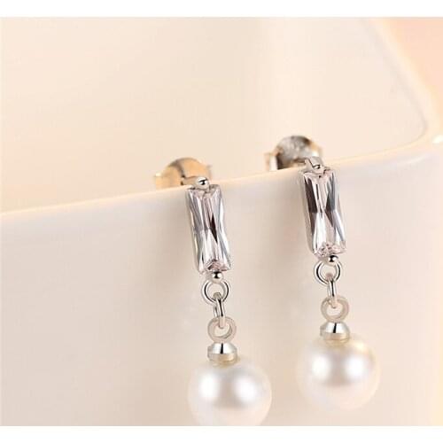 KOFSAC New Fashion 925 Sterling Silver Stud Earrings For Women Temperament Simple mini Pearl Earring Ear Jewelry Lady Party Gift