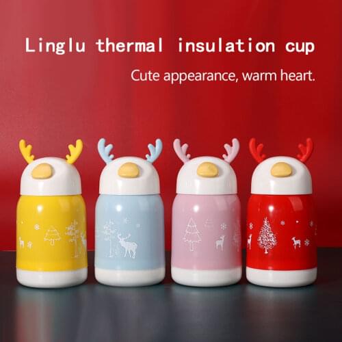 Creative Christmas Antler Cup 316 Stainless Steel Childrens Vacuum Mug Cartoon Cute Star Childrens Kettle Custom Logo