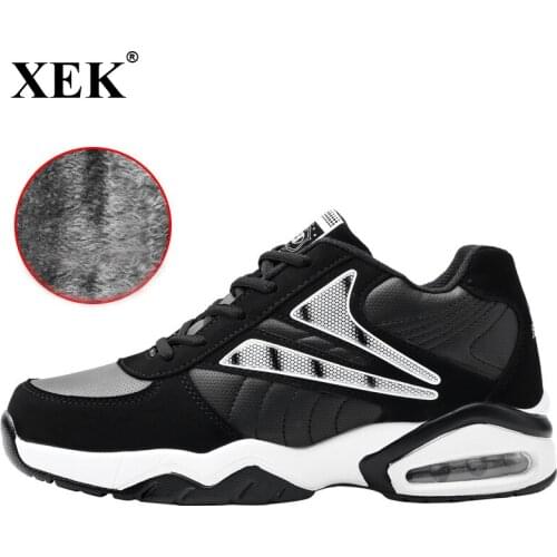 XEK 2018 Winter Big Size Walking Running Sneakers for Men Women Sports Sneakers 36-48 Mens Trainers Shoes With Fur Runners JH67