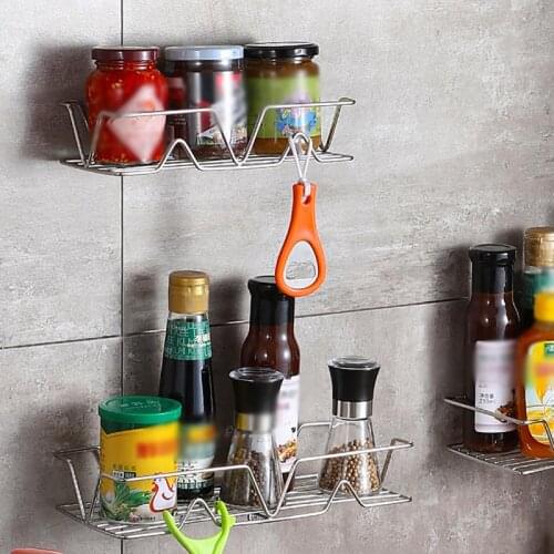 Kitchen Organizer Wall Mount Bracket Wall Storage Rack Box Spice Jar Cabinet Shelf Kitchen Gadget Supplies Bathroom Wall Shelf