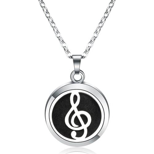 MODKISR Wholesale Musical Characters 28mm Essential Oil Diffuser Locket Necklace 316L Stainless Steel Magnetic Jewelry A13-62