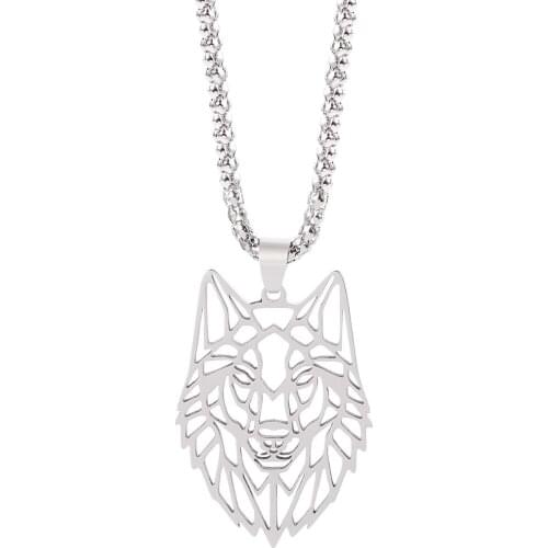 Fashion Stainless Steel Wolf Head Necklace Punk Animal Charm Man Gothic Cool Street Jewelry Collar Long Chain Bar Motorbike