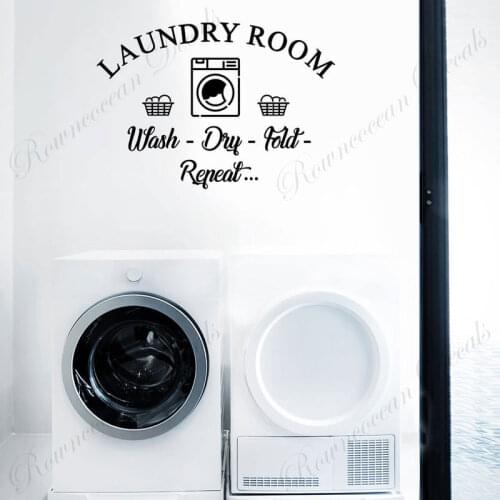 Wash Dry Fold Repeat Laundry Room Decor Wall Sticker Vinyl Interior Home Decoration Laundry Room Decals Modern Design Mural 4822