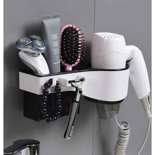 Wall Mount Hair bathroom shelf WC Hair Dryer Rack Comb Shaver Holder Multifunctional Organizer Kitchen Storage Shelf