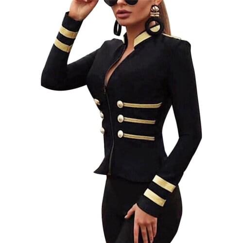 New Fashion Office Women Coat Fashion Zipper Ladies Coats And Jackets Slim Jacket Female Black Outerwear Woman Coat Costume
