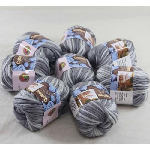 Sale 8Ball x 50g Super Soft Pure Cotton Chunky Shawl Hand Knitting Yarn Scarves Shawls 42238 Mom Gray White