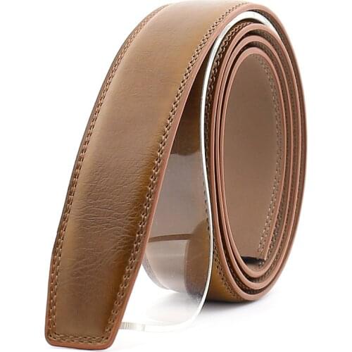 New Luxury No Buckle Belt Brand Belt Men High Quality Male Genuine Real Leather 3.5CM Strap ForJeans Mens Belt Cinturones LY112