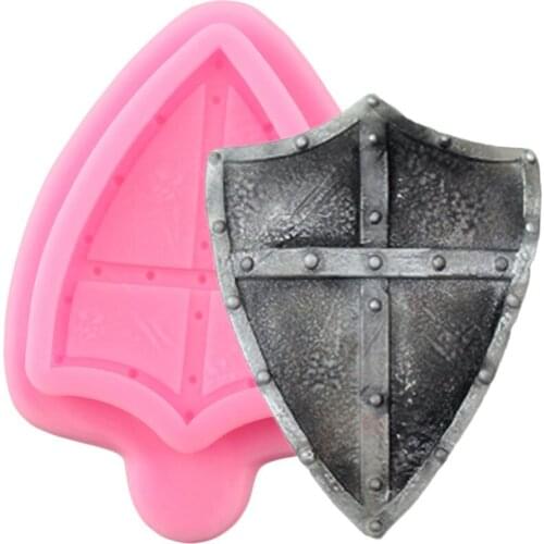 Knight Battle Shield Silicone Mold Resin Clay Candy Mould Chocolate Making Moulds Cupcake Topper Fondant Cake Decorating Tools