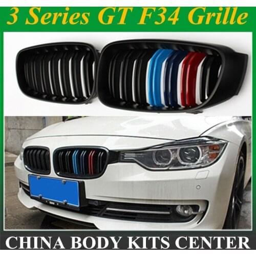 1 Pair: 3 series gt gran turismo f34 dual slat front kidney grill grille mesh for bmw 3 series gt 2012+ 320i 328d 335i 318d