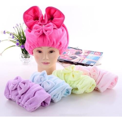 Bowknot Shower Cap Lantern Dry Hair Bath sauna Hat Bonnet Princess Bathroom Accessories soft absorbent lint-turban Beauty