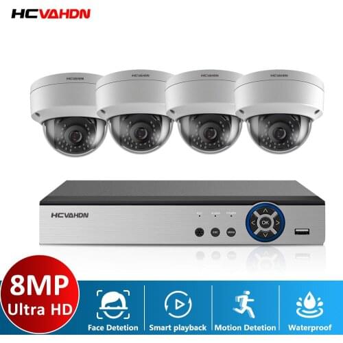 HCVAHDN CCTV camera System 4CH 8MP AHD Security Camera DVR Kit CCTV Waterproof Outdoor Home Video Surveillance System Xmeye
