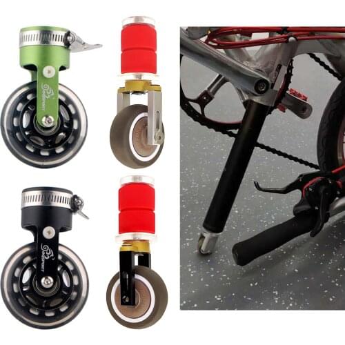 Folding Bike Easy Wheel Seat Post Embedded and Outer Encirclement Roller Wheel Folded Up Bicycle Parking Easywheel Accessories