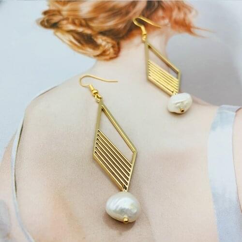 JOUVAL Vinatge Geometry Drop Earrings For Women Girl Fashion Simulation Pearl Dangle Brincos Female Party Korean Jewelry 2021