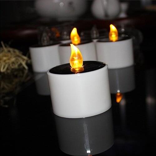 1Pcs Solar Powered LED Candles Flameless Electronic Solar LED Tea Lights Lamp Christmas Home Decoration Candle Lights Lamp SA70
