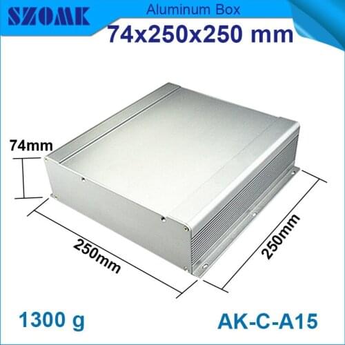 1 piece grey aluminum instrument case electrical diy junction housing 74*250*250mm 2.89*9.84*9.84inch