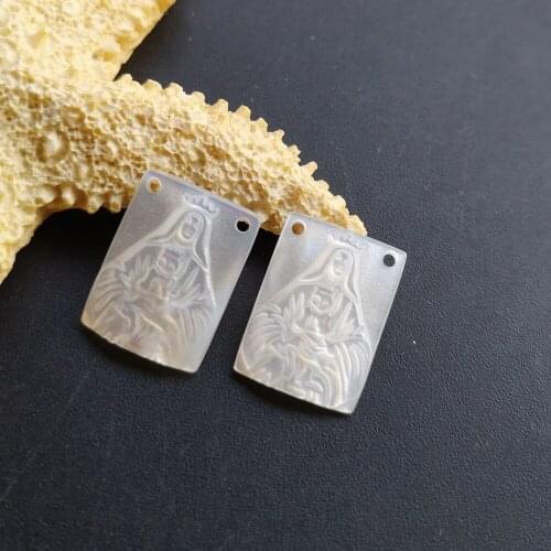 10pcs/lot 12x16mm Natural Lady with Baby Mother of Pearl Shell Rectangle Cut Mount carmel Mother Pearl MOP for DIY Jewelry