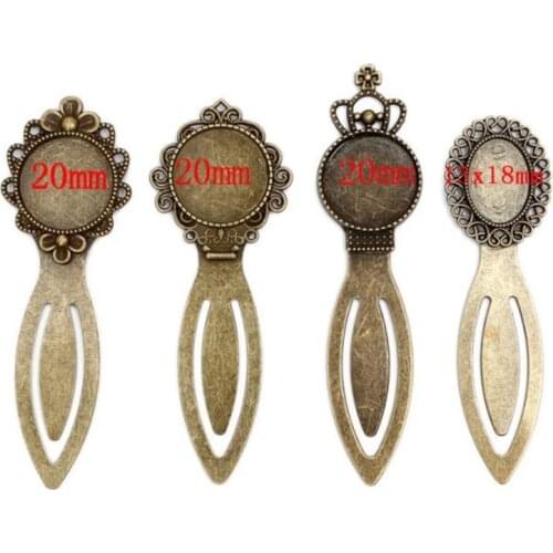 10pcs/lot 20mm/18x25mm Inner Size Vintage Style Handmade Bookmark Cabochon Base Bezel Trays Bookmark Setting for DIY Bookmarks