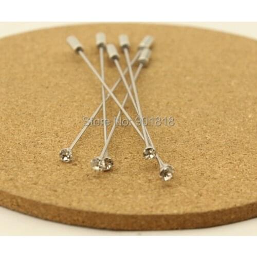 10pcs/lot 9.6cm Length CZ Head Brooches Pins With Stopper Safety Pin Crystal Rhinestone Brooches Jewelry Accessories F1774