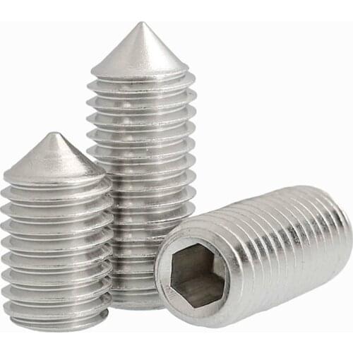 100/50pcs Hex Hexagon Socket Set Screw Cone All Cup Point Grub Screw M3 M4 M5 M6 A2 304 Stainless Steel Set Screw Bolt DIN914