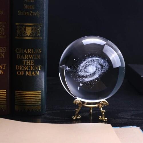 100 mm K9 Crystal Galaxy Ball 3D Laser Engraved Miniature Model Sphere Home Decor Gift for Astrophile Ornament