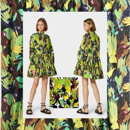 145 cm width printed polyester fabric digital printing clothes dress polyester fabric meter handmade DIY fabric wholesale cloth