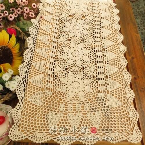 2016 new arrival zakka fashion colorful 100% cotton crochet lace table runner for home decoration with sunflower for sale