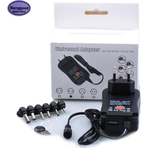 30W AC DC Universal Adaptor Adjustable Power Supply Adapter 3v 4.5v 5v 6v 7.5v 9v 12v 1.2A Charger w/ USB Port 6 Detachable Plug
