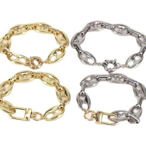 5Pcs Fashion for Men Women Coffee Beans Link Chain Bracelet Metal Gold Silver Color Gift New