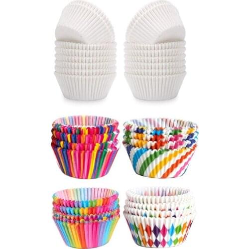 800 Pcs Standard Cupcake Liners Greaseproof Paper Muffin Baking Cups, 400 Pcs White & 400 Pcs Colorful