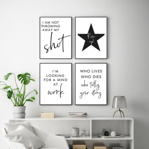 Alexander Hamilton Musical Quotes Posters and Prints Black White Inspirational Sayings Canvas Painting Pictures Wall Art Decor
