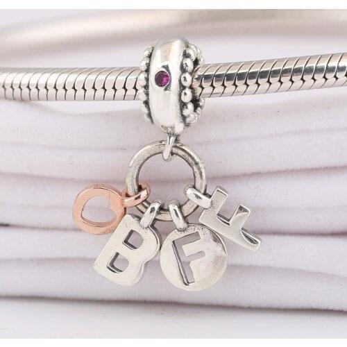Authentic S925 Silver Bead DIY Jewelry Best Friends Forever Dangle Charm fit Lady Bracelet Bangle
