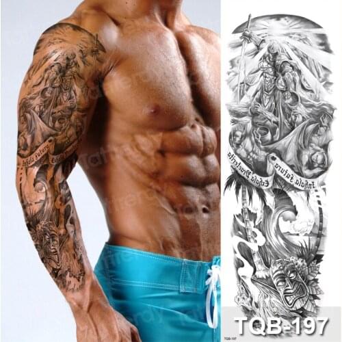 Large temporary tattoos for men tattoo sleeves fake arm shoulder tattoos tattoos mechanical oversleeve black body art sticker