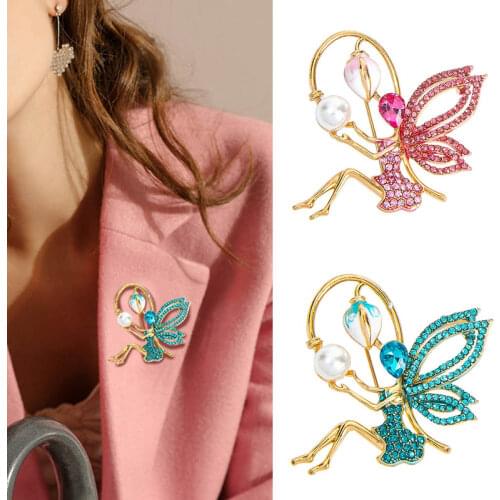 New Crystal Ballerina Pearl Girl Brooch Pin Angel Dancer Dancing Pins Brooches Jewelry for Valentines Day Gifts