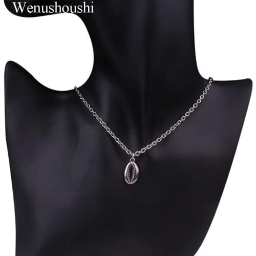 Chain 45/50/55/60cm width 3mm stainless steel ocean boho metal shell necklace teeth charm necklace for women gifts jewelry