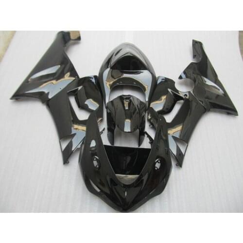 Free customize Fairing kit for Kawasaki NINJA ZX 6R 2005 2006 zx6r 05 06 all glossy black motorcycle fairings set HP6