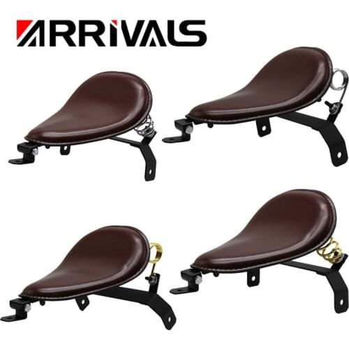 Leather Motorcycle Drive Solo Seat +3" Spring Bracket For Harley Bobber Chopper Sportster Heritage Springer